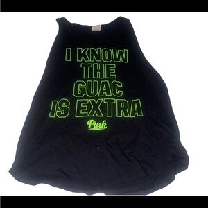 PINK Women Tank Top  Black I Know The Guac Is Extra Victoria's Secret Large